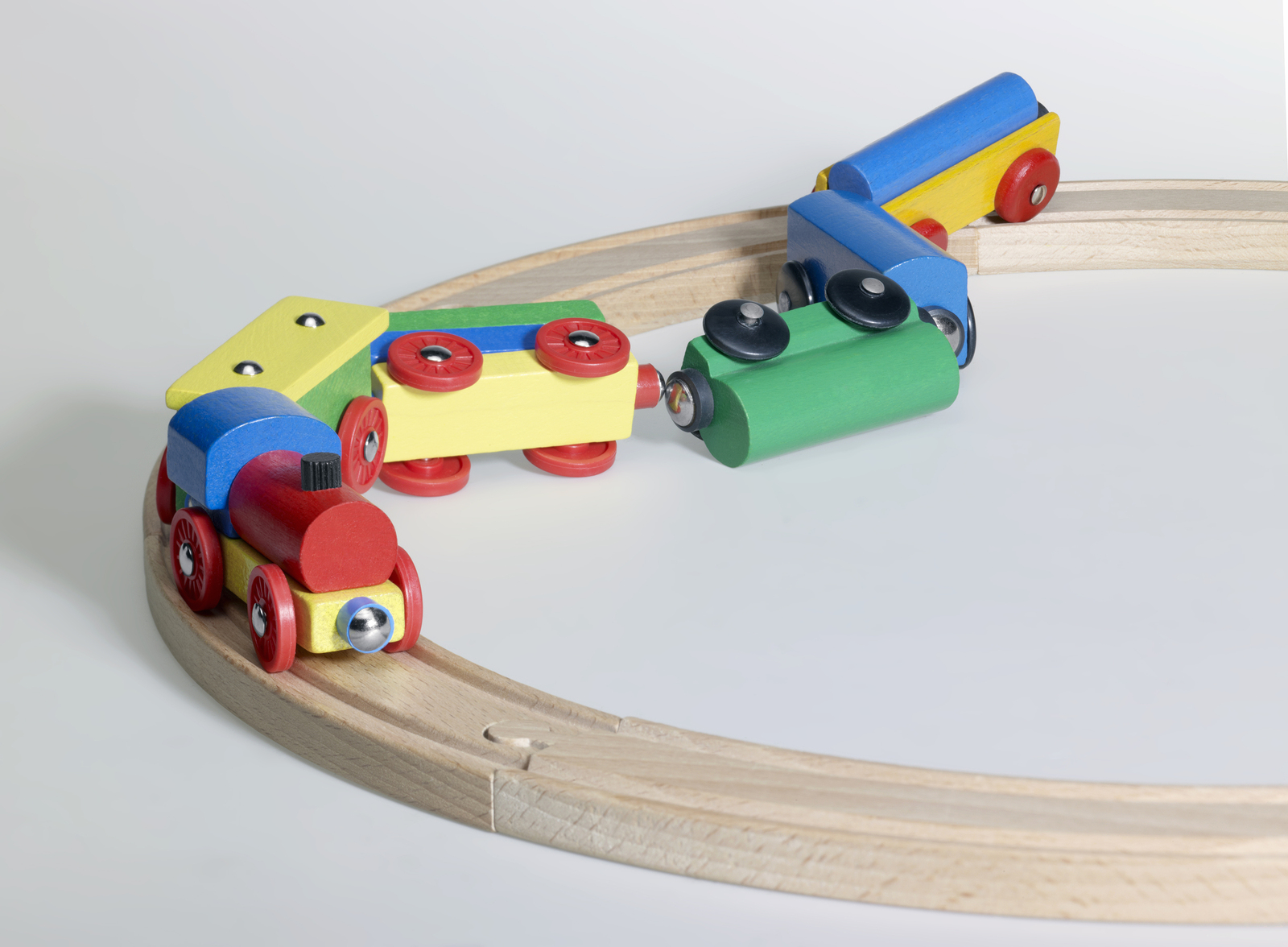 accident of a wooden toy train